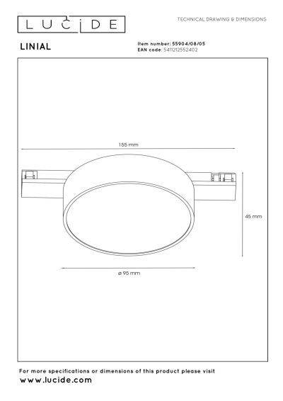 Lucide Premium LINIAL FIXXT - 1-Circuit lighting system/ Smart Rail Lighting - Smart - 48V Track - 1xLED -Champagne